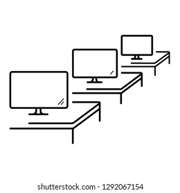 Information technology office. Vector outline icon isolated on white background.