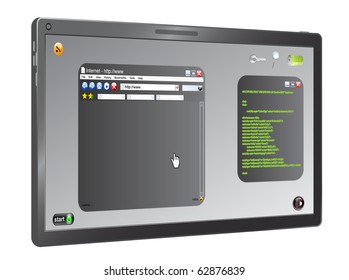 information technology on touchscreen tablet, vector