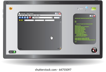 information technology on touchscreen tablet, vector