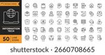 Information technology outline icon set. Containing IT network, data, internet, website, and more. Editable stroke. Vector illustration