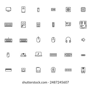 Information technology outline icons set. Vector illustration