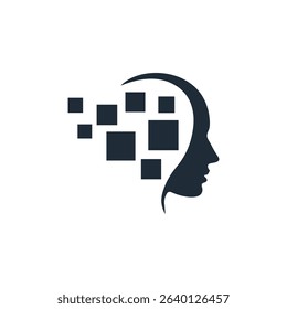 Information technology. Сomputational sciences. Digital innovation future tech data. Vector linear icon illustration isolated on white background.