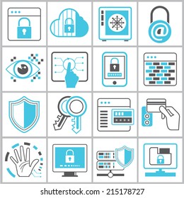 information technology security icons set, security system icons, network security icons