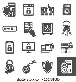 Information technology security icons. Simplus series. IT security vector icons