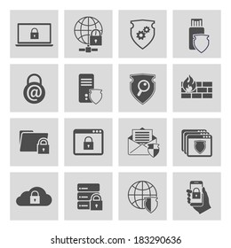 Information technology security pictograms collection of computer and online safety isolated vector illustration