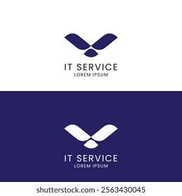 Information Technology Service Logo V Letter