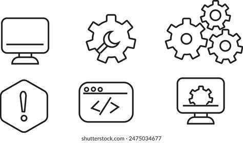 Information Technology set of icons illustrations
