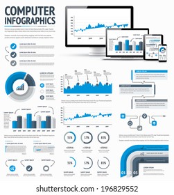 Information technology statistics infographic elements template vector EPS10 illustration.