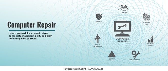 Information technology Web Header Banner - Wrench, Computer Repairman, computer icons, etc. 