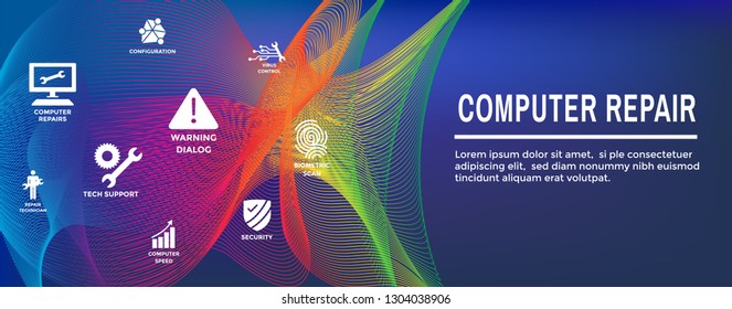 Information technology Web Header Banner - Wrench, Computer Repairman, computer icons, etc. 