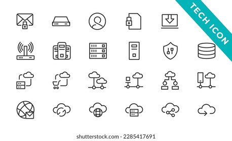 Information Technology web icon set in line style. Network, web design, website, computer, software, progress,programming, data, internet, collection