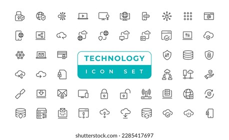 Information Technology web icon set in line style. Network, web design, website, computer, software, progress,programming, data, internet, collection