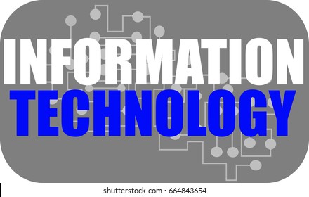 Information technology word text Illustration. IT network concept isolated flat vector. Transparent.
