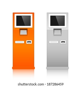 Information terminals interactive touch screen service print template vector illustration