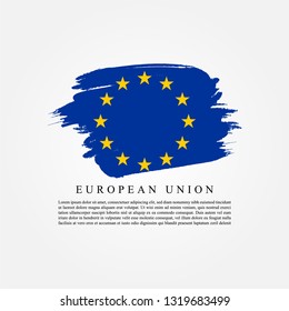 Information text with flag of European Union brush stroke effect