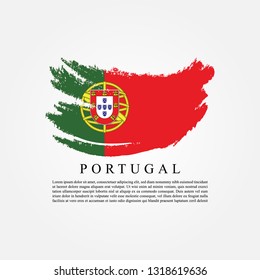 information text or guide and Flag of Portugal with brush effect vector illustration