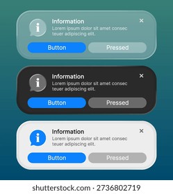 Information text pop up element with liquid glass style