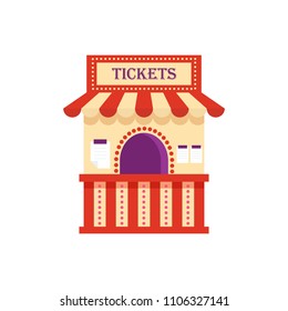 Information Ticket Office Isolated On White Background. Cinema, Theater, Amusement Park Element, Ticket Booth Kiosk Vector Illustration