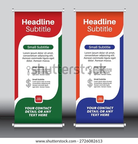 information, trade, marketing, vector, mockup, illustration, fashion roll-up banner, pull, x