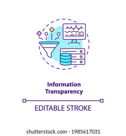 Information Transparency Concept Icon. Industry 4.0 Design Principle Idea Thin Line Illustration. Manufacturing Data Sharing And Collection. Vector Isolated Outline RGB Color Drawing. Editable Stroke