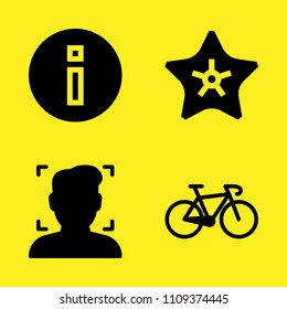 information, user, starfish and bicycle vector icon set. Sample icons set for web and graphic design
