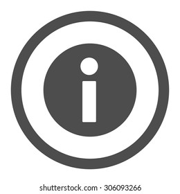 Information vector icon. This rounded flat symbol is drawn with gray color on a white background.