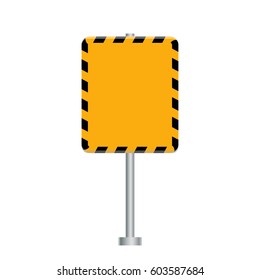 Information vertical board with empty middle and striped tape frame, vector illustration 