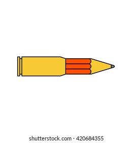 Information war icon. Information war concept. Pencil and bullet.  Flat, thin line design. EPS 10.