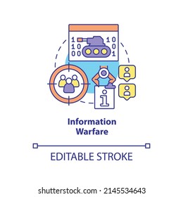 Information warfare concept icon. Facts manipulation. Basic definition abstract idea thin line illustration. Isolated outline drawing. Editable stroke. Arial, Myriad Pro-Bold fonts used