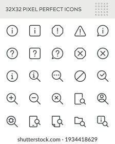 Information, Warning, Search, Notification. Simple Interface Icons. Editable Stroke. 32x32 Pixel Perfect.