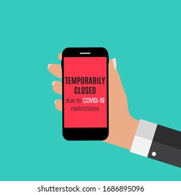 Information warning temporarily closed sign of coronavirus news. Vector Illustration EPS10