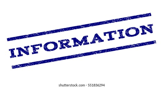 Information watermark stamp. Text tag between parallel lines with grunge design style. Rubber seal stamp with scratched texture. Vector navy blue color ink imprint on a white background.