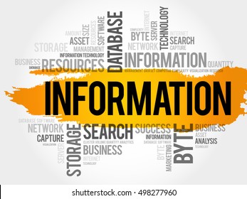 Information word cloud collage, business technology concept