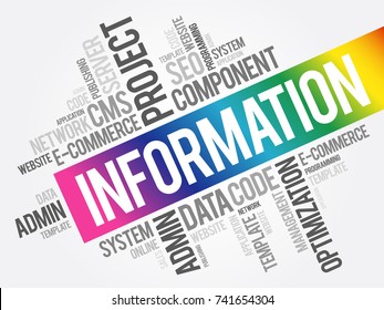 Information word cloud collage, business concept background