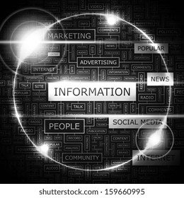 INFORMATION. Word cloud concept illustration. Wordcloud collage. Vector illustration. 