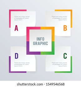 Informational 4 frame infographic template design. Business concept infograph with 4 options, steps or processes. Vector visualization can be used for workflow layout, diagram, annual report, web
