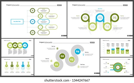 Informational chart design set for business presentation concept. Can be used for workflow layout, annual report, web design. Process chart, option chart, flowchart, comparison graph, bar graph