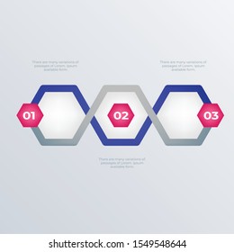 Informational hexagon infographics template design. Business concept infograph with 3 options, steps or processes. Vector visualization can be used for workflow layout, diagram, annual report, web