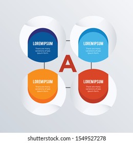 Informational infographic template design. Business concept infograph with 4 options, steps or processes. Vector visualization can be used for workflow layout, diagram, annual report, web