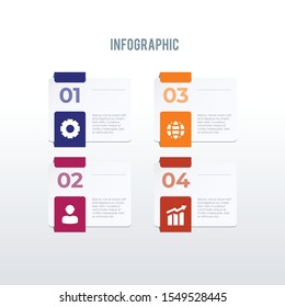 Informational infographic template design. Business concept infograph with 4 options, steps or processes. Vector visualization can be used for workflow layout, diagram, annual report, web