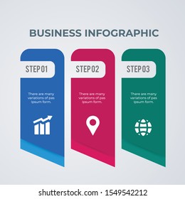 Informational infographic template design. Business concept infograph with 3 options, steps or processes. Vector visualization can be used for workflow layout, diagram, annual report, web