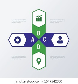 Informational infographic template design. Business concept infograph with 4 options, steps or processes. Vector visualization can be used for workflow layout, diagram, annual report, web