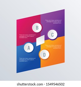 Informational infographic template design. Business concept infograph with 4 options, steps or processes. Vector visualization can be used for workflow layout, diagram, annual report, web