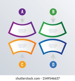 Informational infographic template design. Business concept infograph with 4 options, steps or processes. Vector visualization can be used for workflow layout, diagram, annual report, web