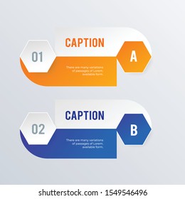 Informational list infographic template design. Business concept infograph with 2 options, steps or processes. Vector visualization can be used for workflow layout, diagram, annual report, web