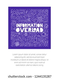 Informational overload. Lettering with doodle illustrations. Place for your text