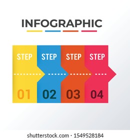 Informational processed infographic template design. Business concept infograph with 4 options, steps or processes. Vector visualization can be used for workflow layout, diagram, annual report, web