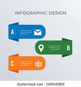 Informational ribbons list infographic template design. Business concept infograph with 3 options, steps or processes. Vector visualization can be used for workflow layout, diagram, annual report, web