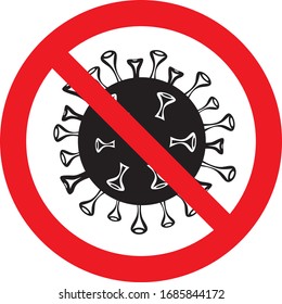 Informational warning sign about quarantine measures in public places. Restriction and caution COVID-19. Vector