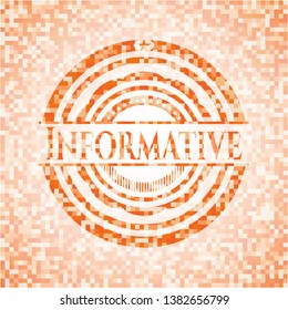 Informative abstract orange mosaic emblem